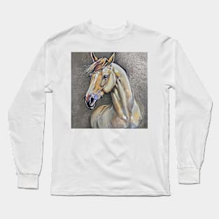 portrait of a white horse Long Sleeve T-Shirt